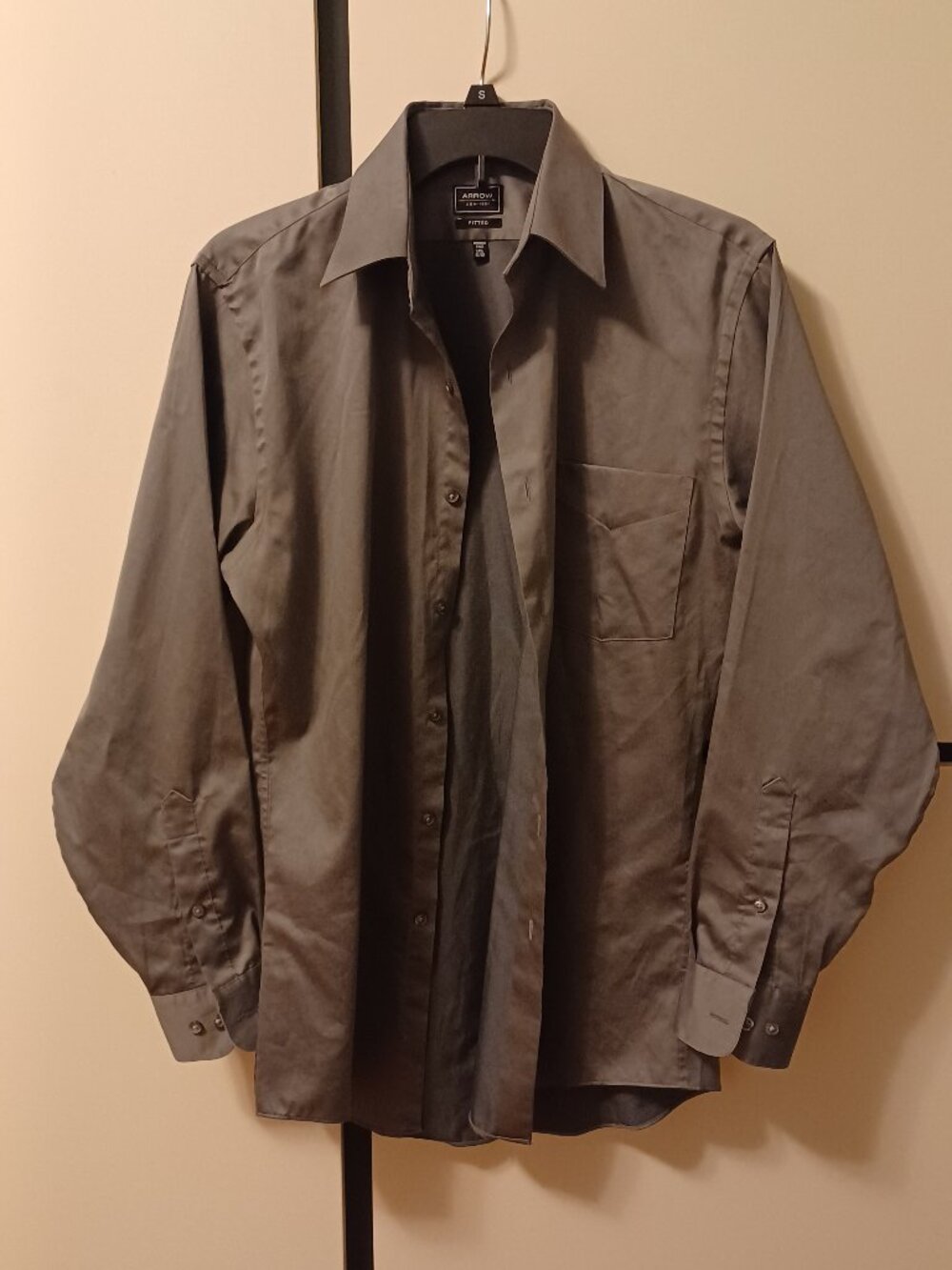 Arrow sateen gray/charcol men's shirt, 14.5/32-33